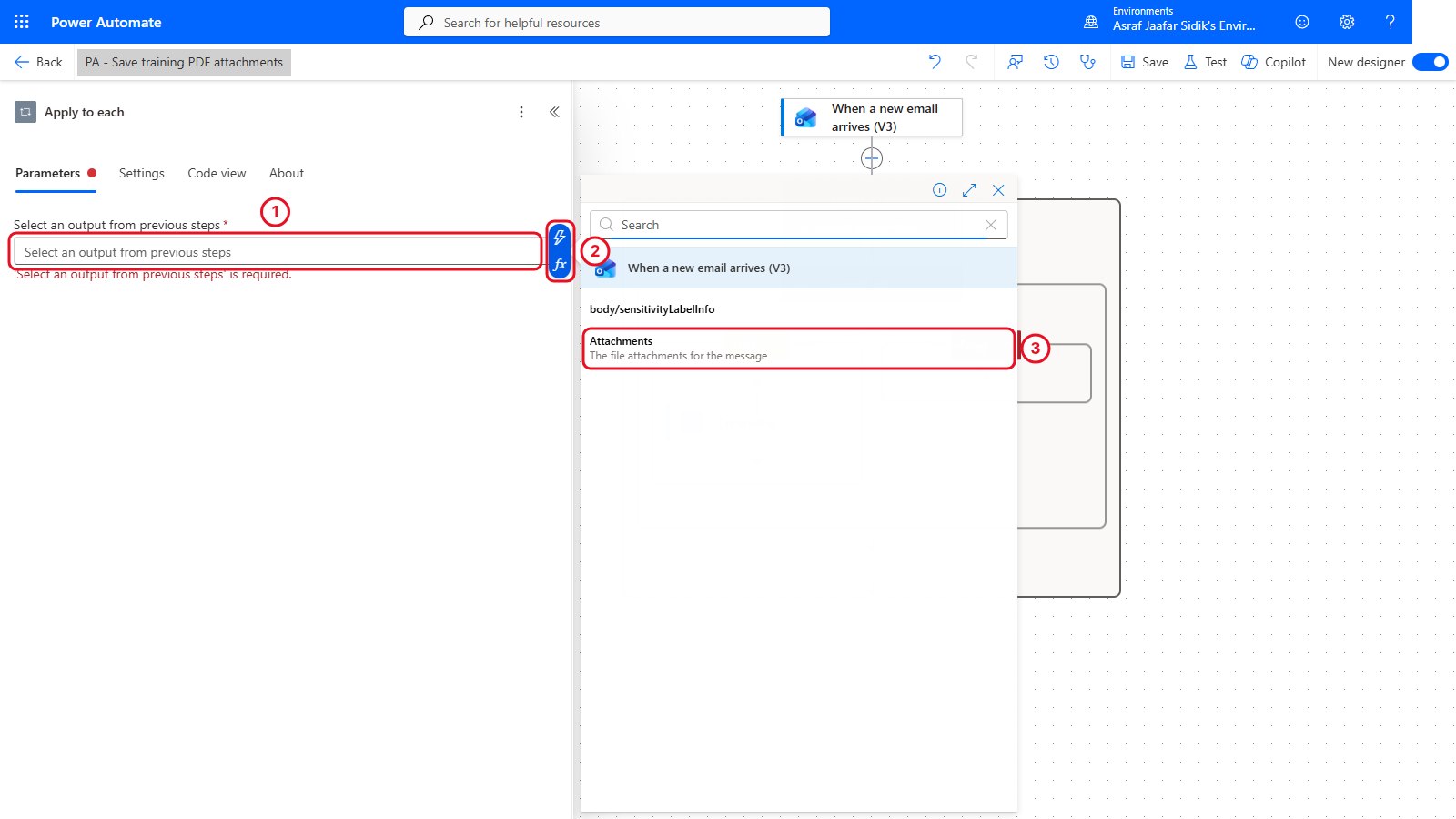 Dynamic content picker open beside a field, showing values grouped by step