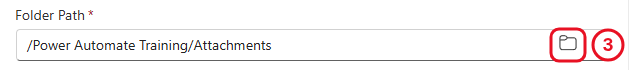 The folder icon at the right end of the Folder Path box