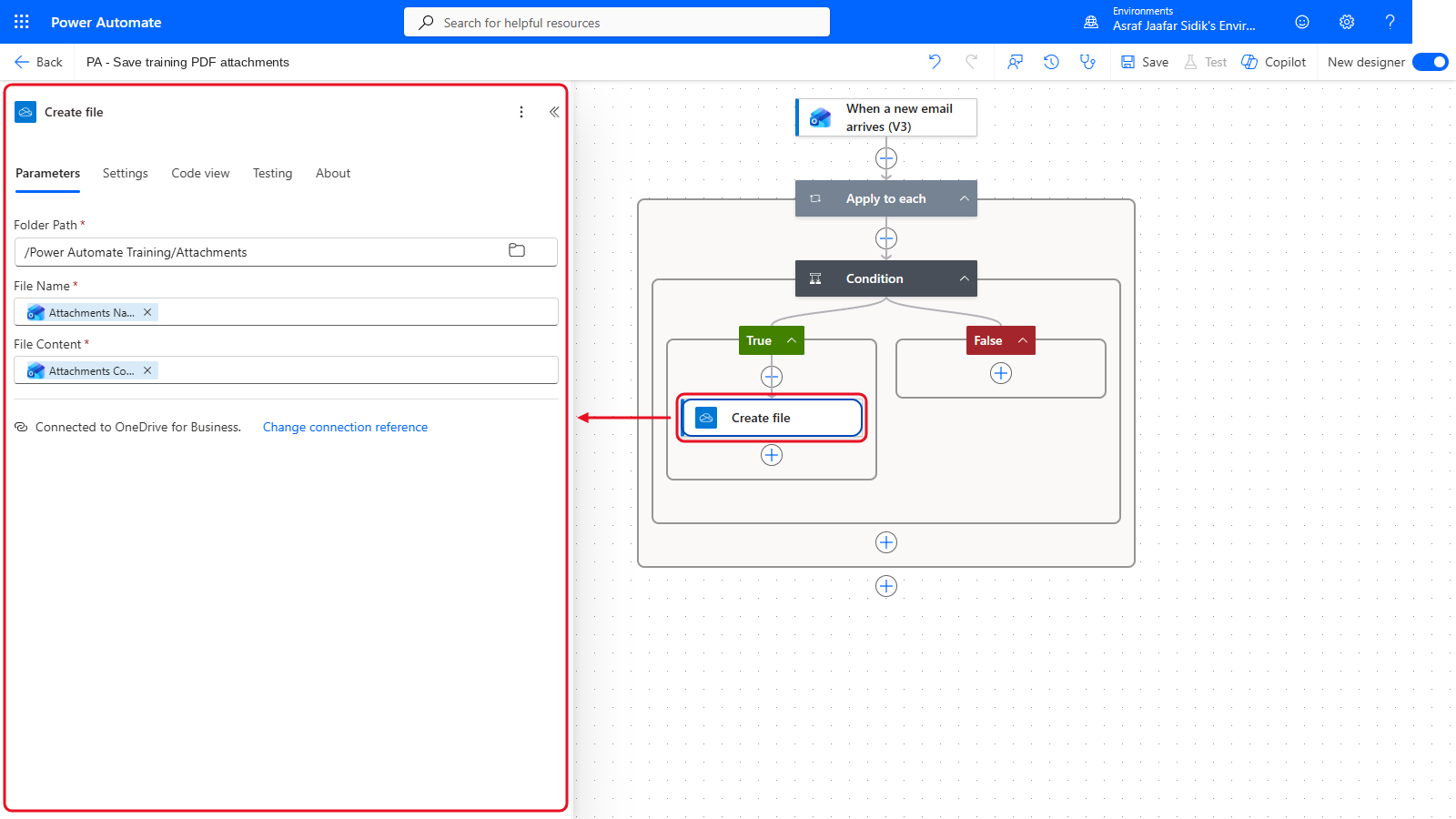 Your flow so far after 3.5: the settings panel on the left and the canvas on the right