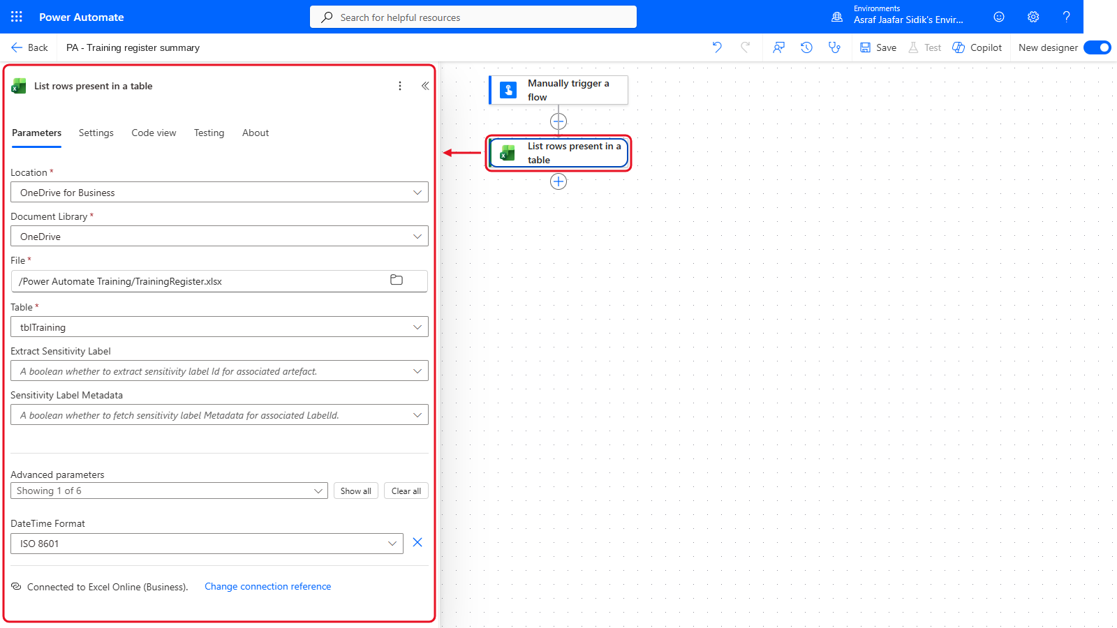 Your flow so far after 4.3: the settings panel on the left and the canvas on the right