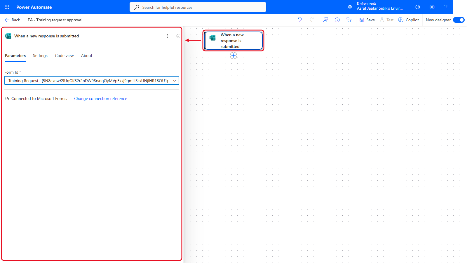 Your flow so far after 6.3: the settings panel on the left and the canvas on the right
