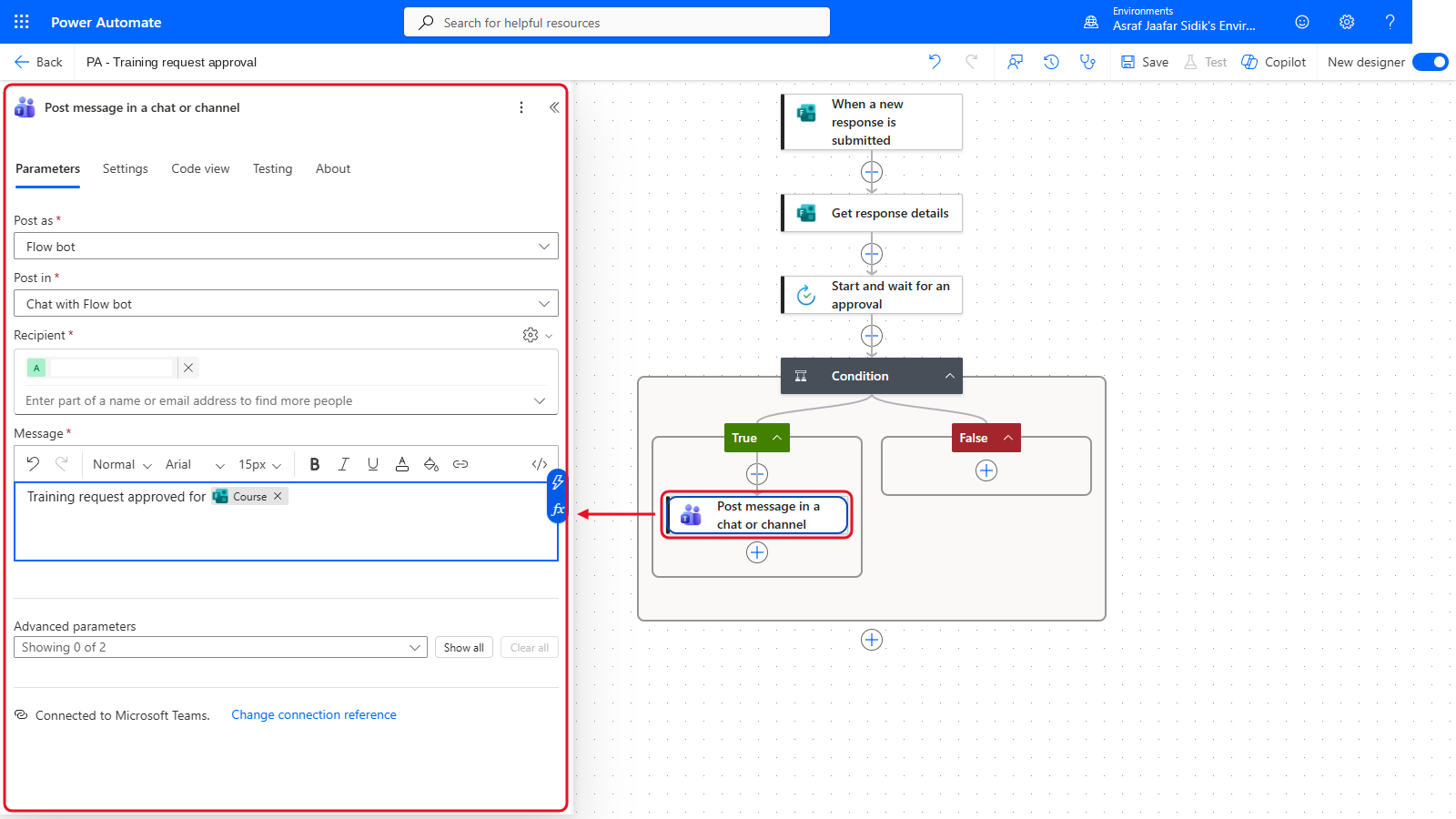 Your flow so far after 6.7: the settings panel on the left and the canvas on the right