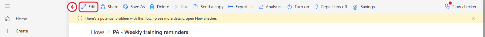 The original flow's details page with Edit and Save As in the toolbar