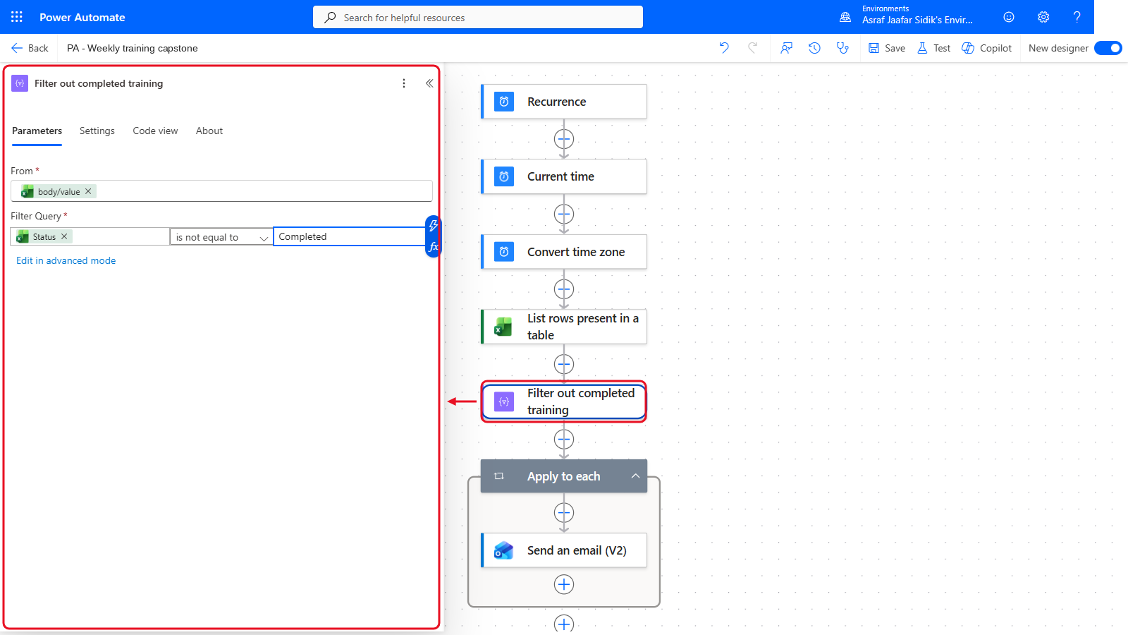 Your flow so far after 7.2: the settings panel on the left and the canvas on the right