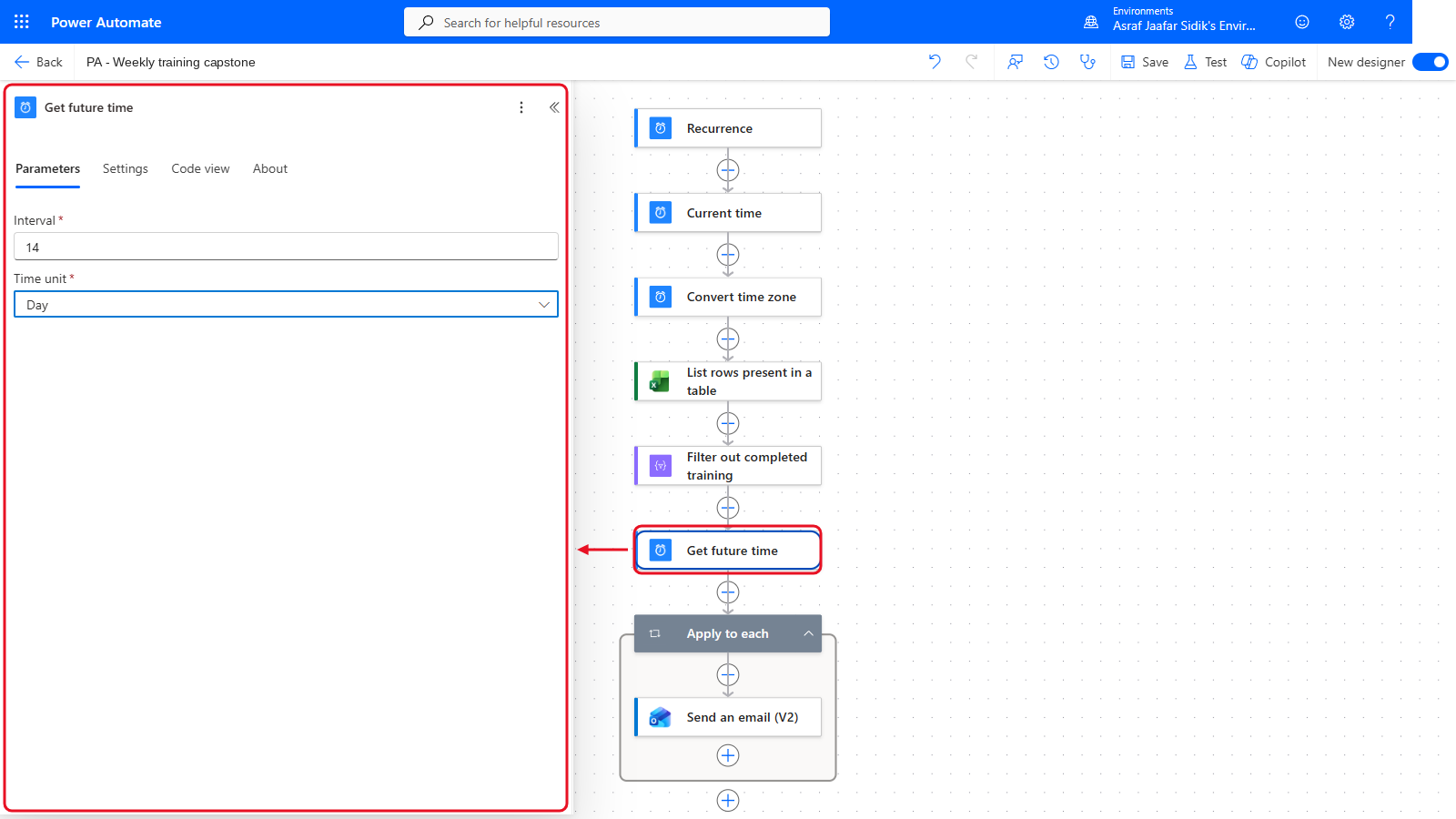 Your flow so far after 7.3: the settings panel on the left and the canvas on the right