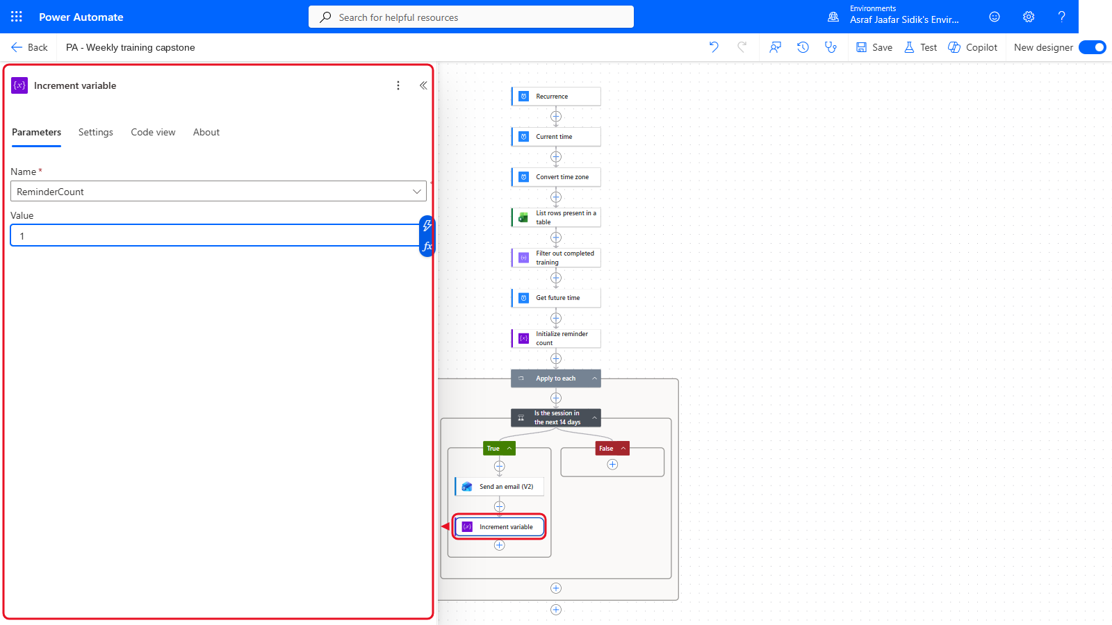Your flow so far after 7.7: the settings panel on the left and the canvas on the right