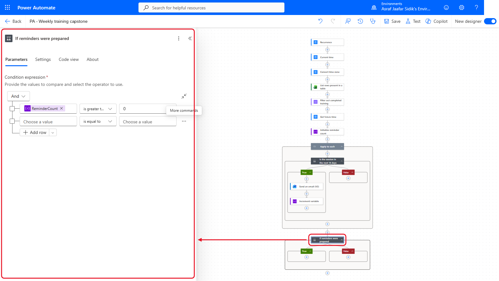 Your flow so far after 7.8: the settings panel on the left and the canvas on the right