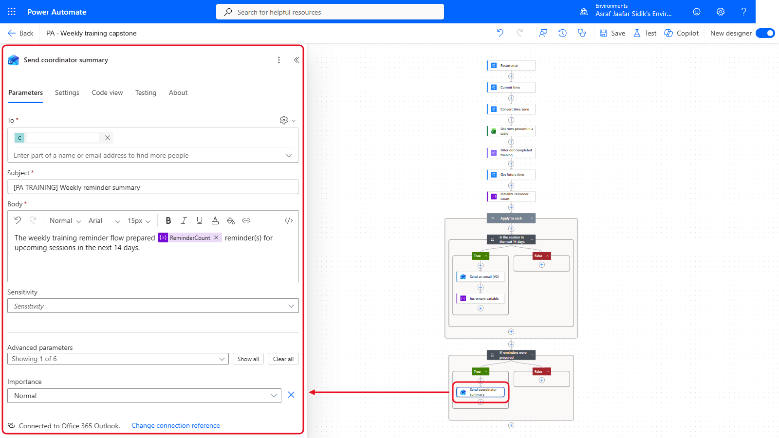 Your flow so far after 7.9: the settings panel on the left and the canvas on the right