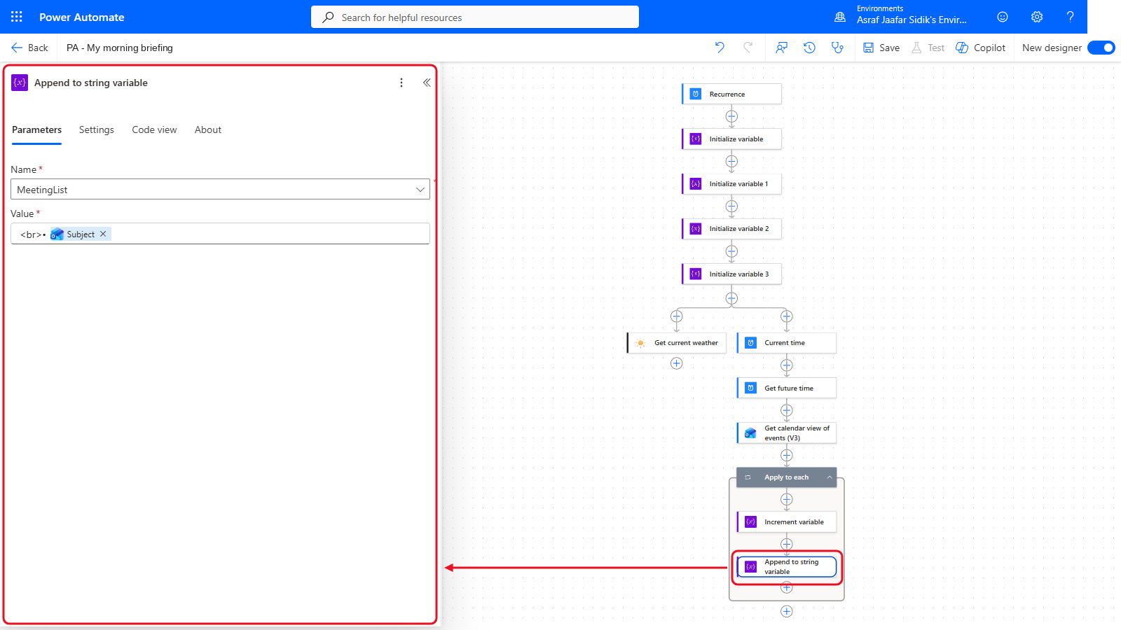 Your flow so far after 8.4: the settings panel on the left and the canvas on the right