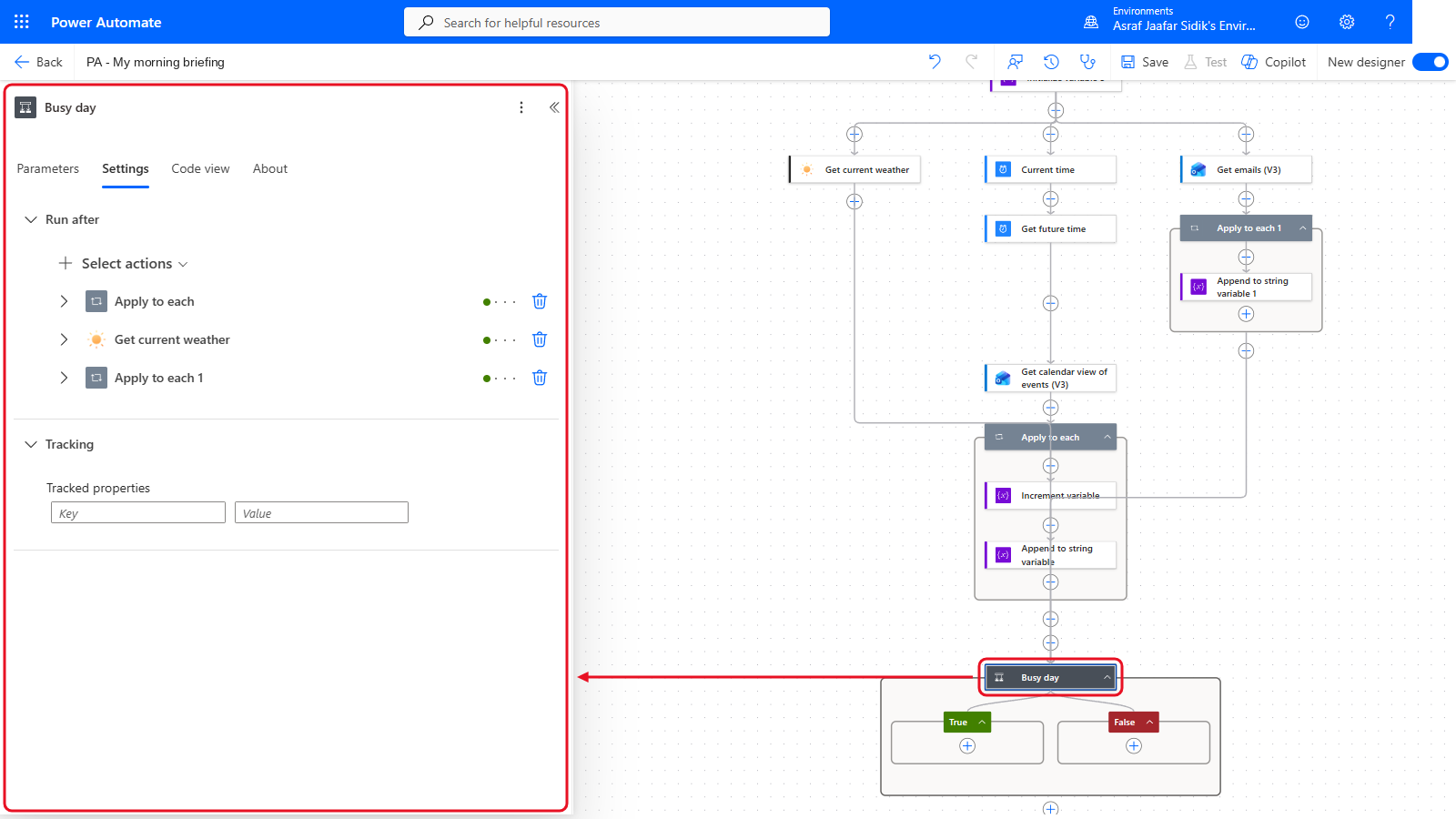 Your flow so far after 8.6: the settings panel on the left and the canvas on the right