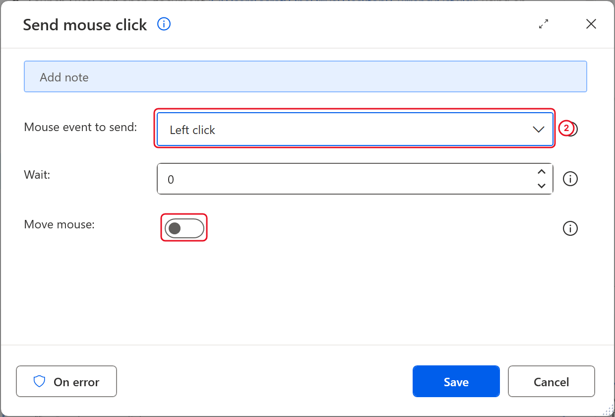 Send mouse click with Mouse event to send Left click and Move mouse off