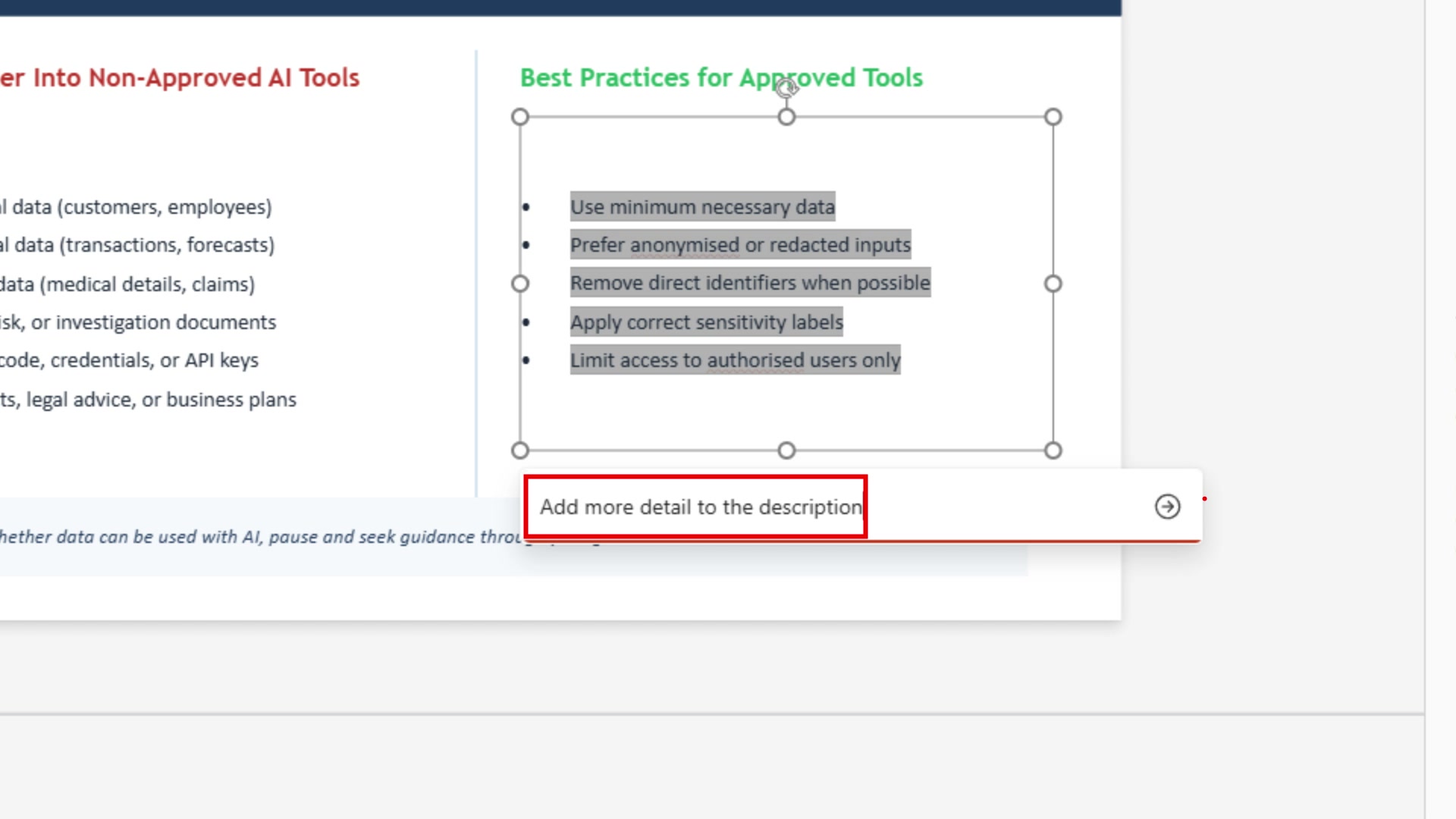 Inline prompt box showing the typed prompt with a red box around it