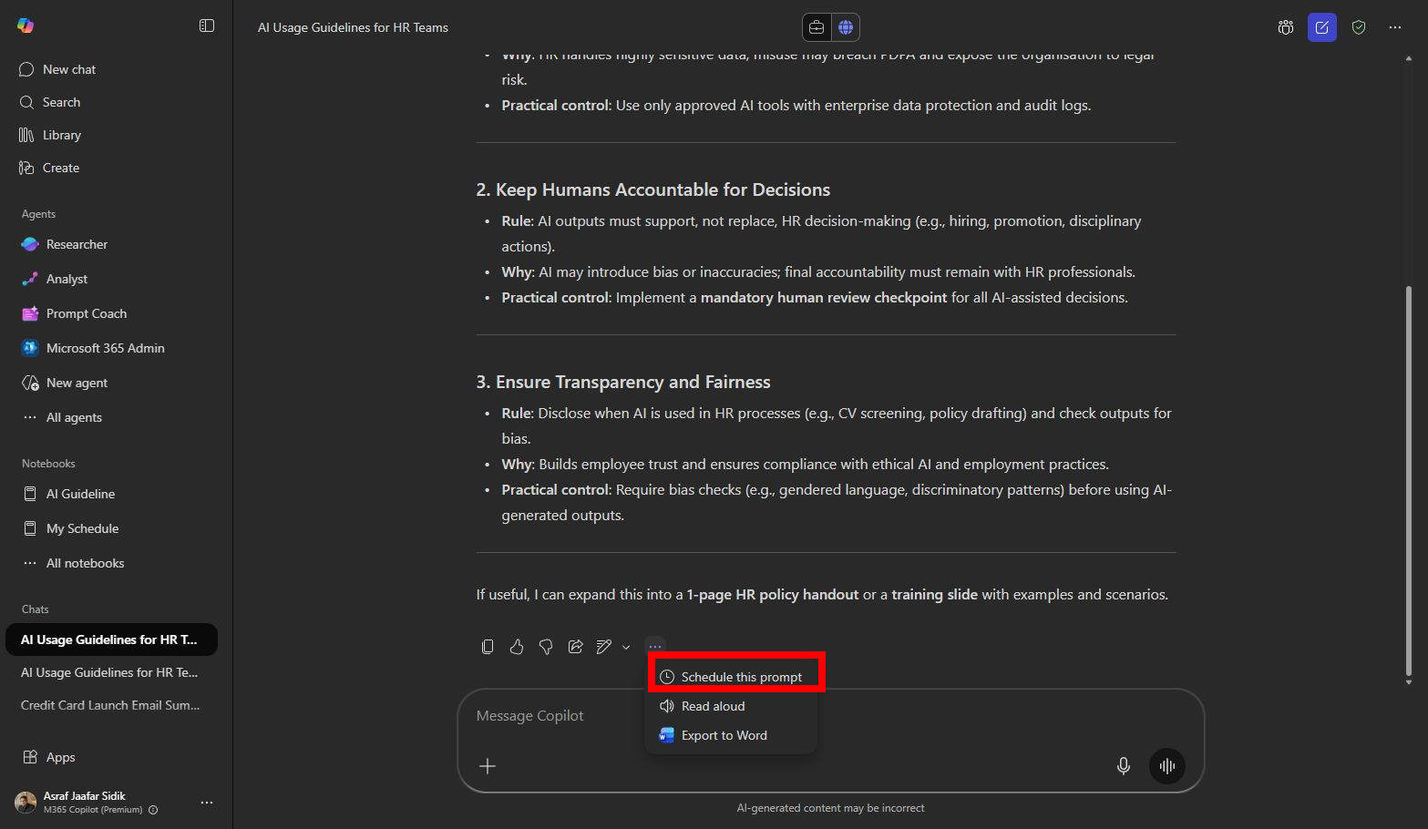 Schedule this prompt